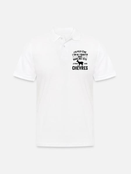 Je Pense A Mes Chèvres! Citation drôle agriculteur - Polo Homme - blanc