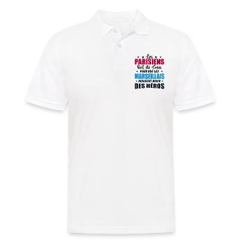 Parisiens Vs Marseillais Humour et drôles - Polo Homme - blanc - Devant - Kai (181cm)