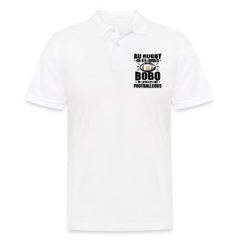 Au Rugby On N'A Jamais BOBO On Laisse ça Aux Foot - Polo Homme - blanc - Devant - Kai (181cm)