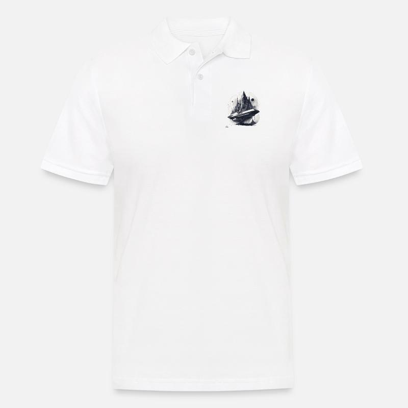 Sci-Fi-Stadt & Schiff - Männer Poloshirt - Weiß
