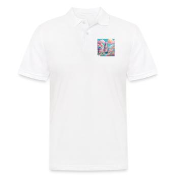 Pastellfarbene Schloss-Traumlandschaft - Männer Poloshirt - Weiß - Vorne - Kai (181cm)