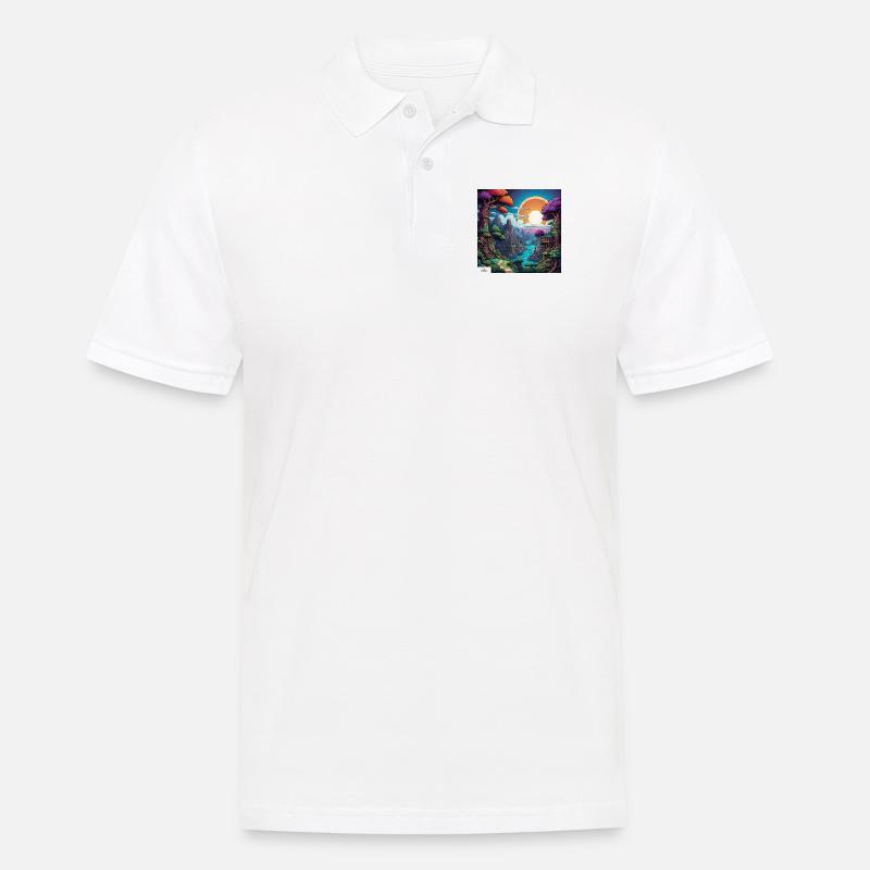 Comic-Welt Traumlandschaft - Männer Poloshirt - Weiß