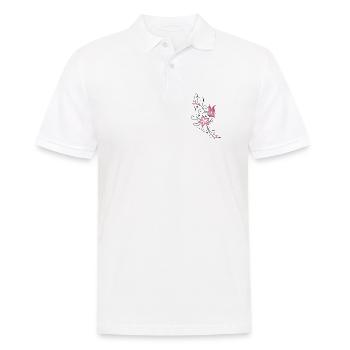 Fleurs avec ornement floral et papillon, été. - Polo Homme - blanc - Devant - Kai (181cm)