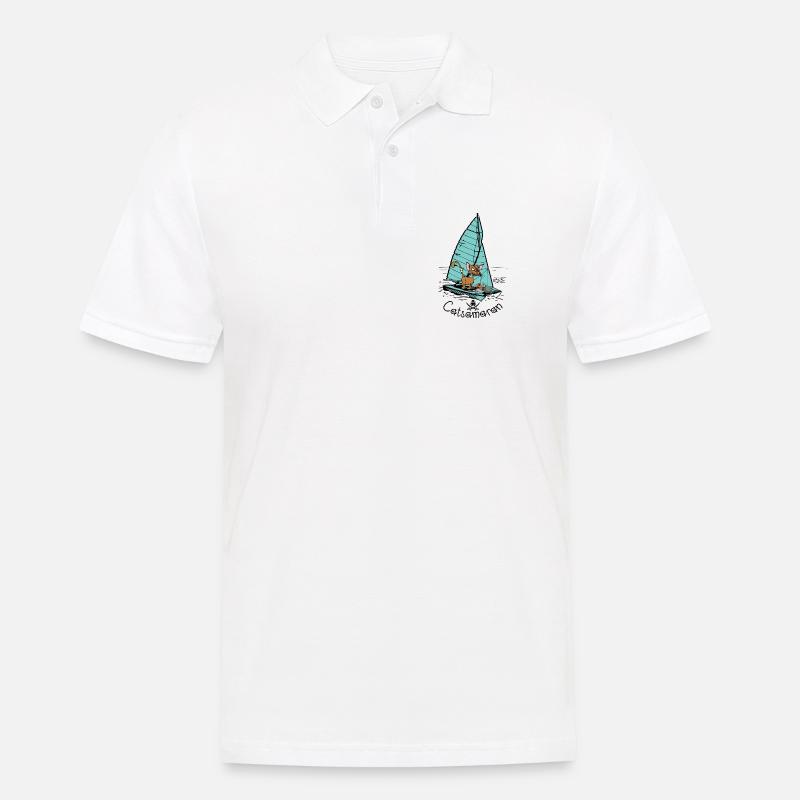 Katzamaran Katzen Boot - Männer Poloshirt - Weiß