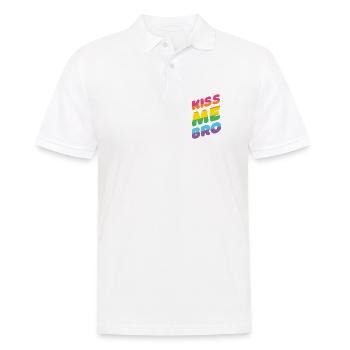 Mois de la fierté LGBTQ - Kiss Me Bro - Polo Homme - blanc - Devant - Kai (181cm)