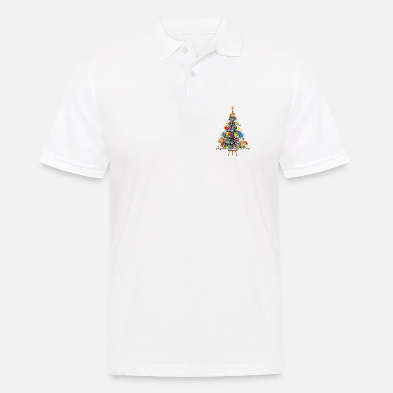 Pinselwald Weihnachtsbaum aus Farben - Männer Poloshirt - Weiß