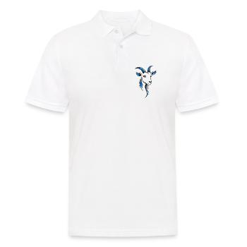 Bleu linéaire de chèvre – motif animal moderne - Polo Homme - blanc - Devant - Kai (181cm)