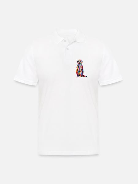 Buntes Erdmännchen mit Farbklecksen - Männer Poloshirt - Weiß