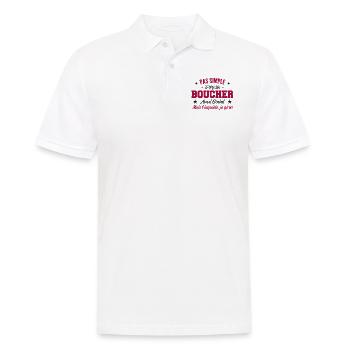 Cadeau Homme Boucher Génial - Polo Homme - blanc - Devant - Kai (181cm)