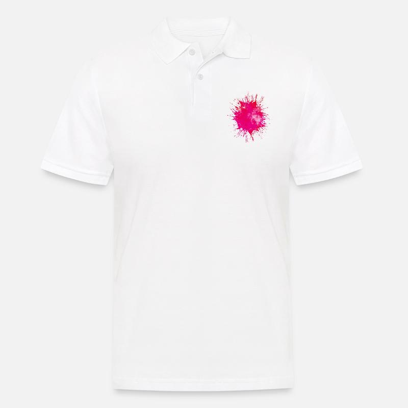 farbklecks pink - Männer Poloshirt - Weiß