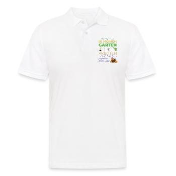 Ich mag nur in meinem Garten arbeiten und mit - Männer Poloshirt - Weiß - Vorne - Kai (181cm)