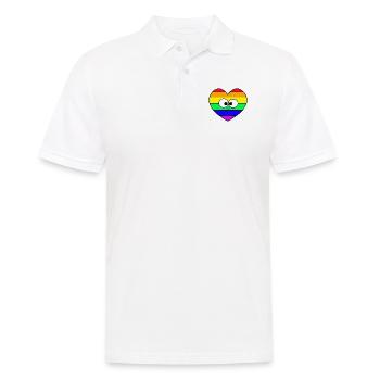 Regenbogen Herz - Männer Poloshirt - Weiß - Vorne - Kai (181cm)