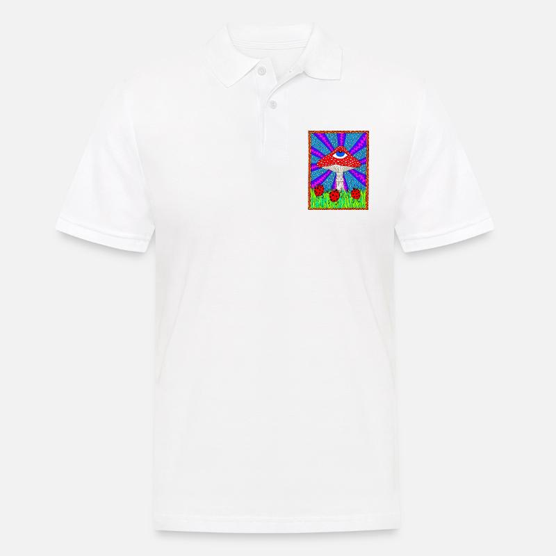 Hippie Magic Toadstool Rétro Psychédélique - Polo Homme - blanc