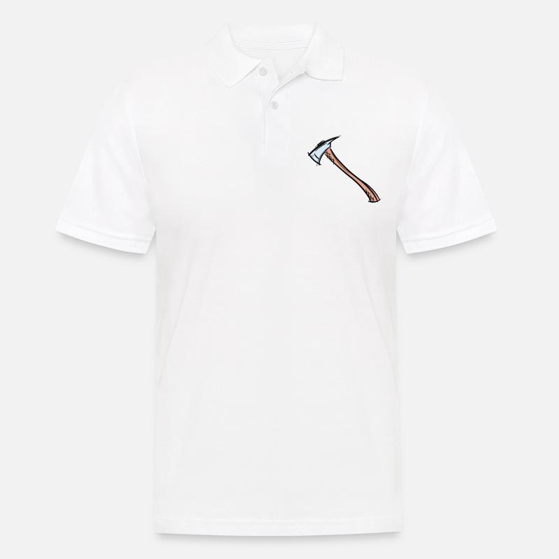 Axe Drawing / Fireman's Axe. Fireman. - Men's Polo Shirt - white