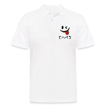 Winking Face Tongue Out てへぺろ Tehepero | Oops - Men's Polo Shirt - white - Front - Kai (181cm)