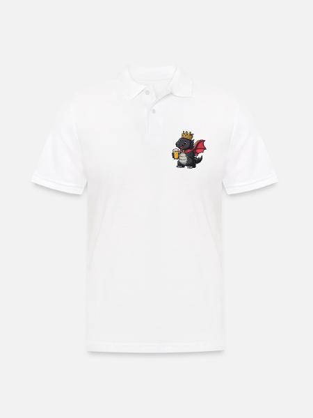 Drache Bier Lustig - Männer Poloshirt - Weiß