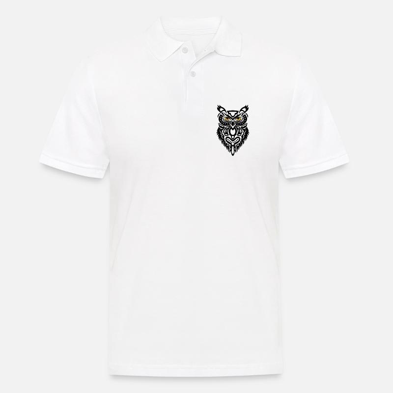 Der Blick der schwarzen Eule - Männer Poloshirt - Weiß