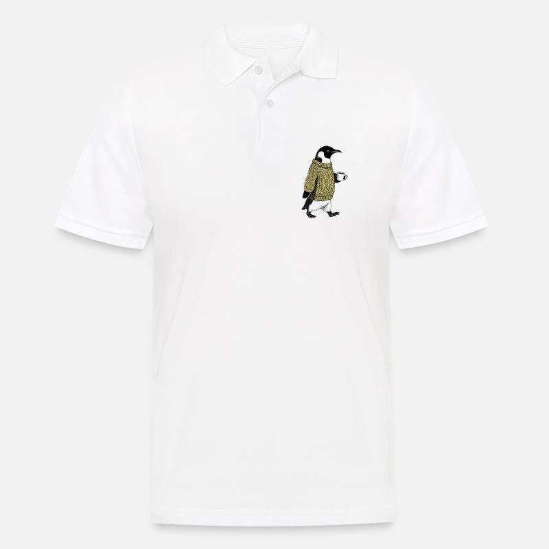 Kaffee Pinguin - Männer Poloshirt - Weiß