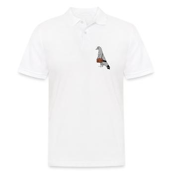 Pigeon with Bag – Urban Minimal Illustration - Männer Poloshirt - Weiß - Vorne - Kai (181cm)