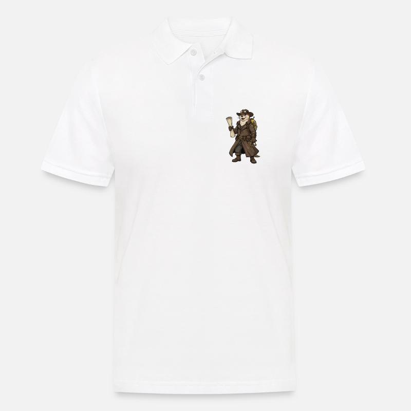 Otter Explorer Steampunk Retro-Kartograph - Männer Poloshirt - Weiß