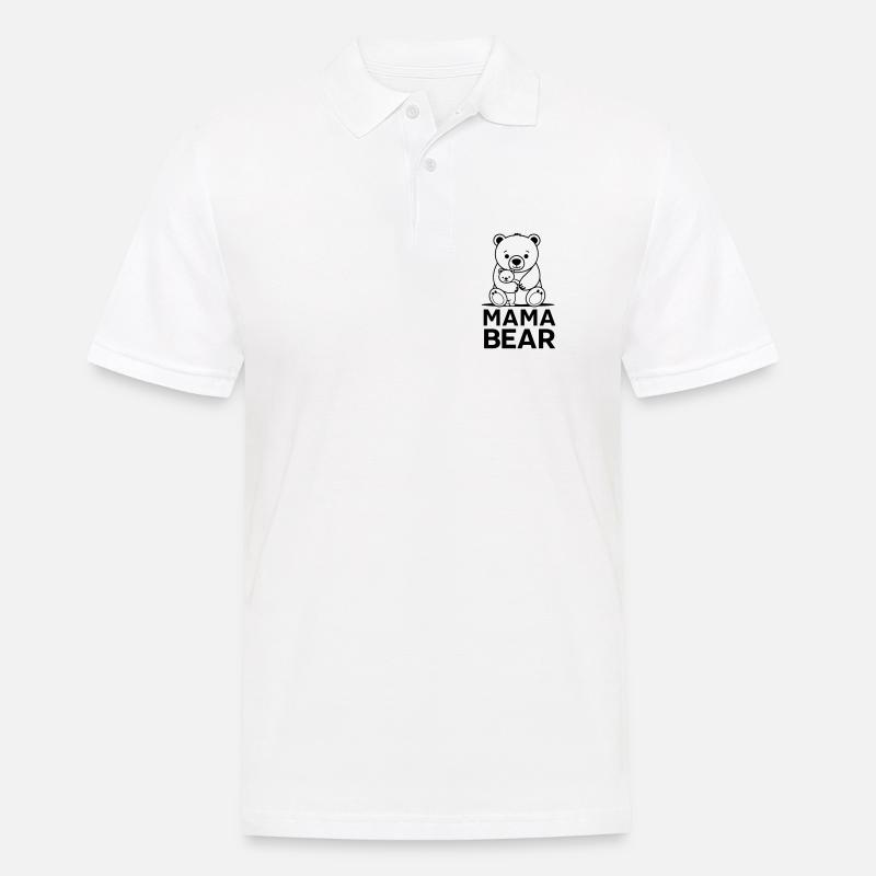 Bärenmama - Männer Poloshirt - Weiß