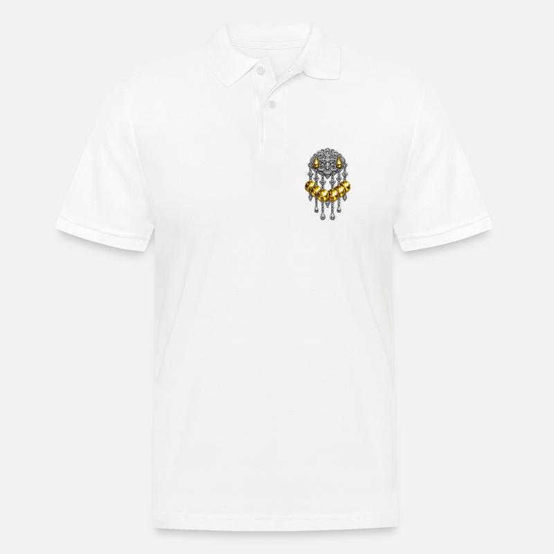 Goldene Sølje-Brosche mit Silberschmuck - Männer Poloshirt - Weiß