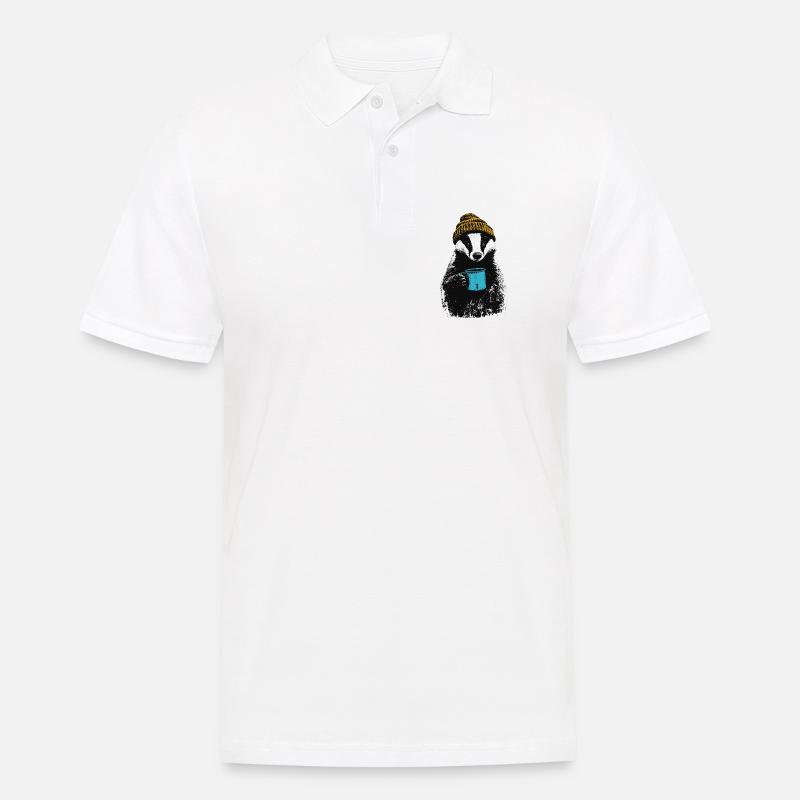 Kaffee Dachs - Männer Poloshirt - Weiß