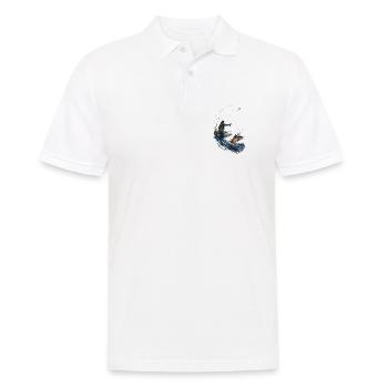 Fischer in Aktion: Aquarelllachs - Männer Poloshirt - Weiß - Vorne - Kai (181cm)