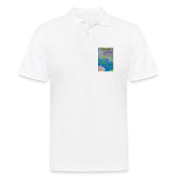 Blue tropical fish over lotus - Men's Polo Shirt - white - Front - Kai (181cm)