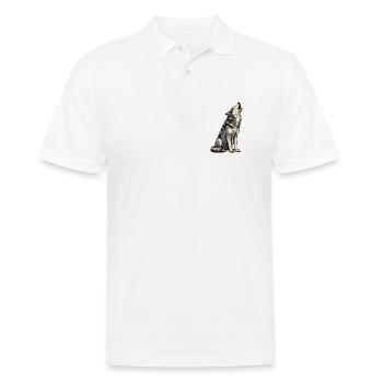 Illustration du Loup hurlant - Polo Homme - blanc - Devant - Kai (181cm)