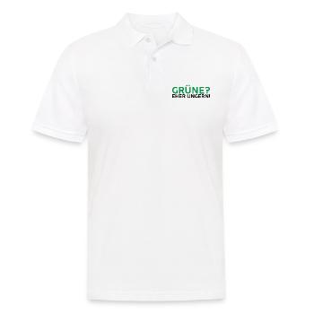 Grüne? Eher ungern! - Männer Poloshirt - Weiß - Vorne - Kai (181cm)
