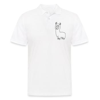 Alpaka Comic Tier - Männer Poloshirt - Weiß - Vorne - Kai (181cm)