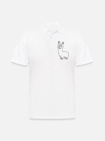 Alpaka Comic Tier - Männer Poloshirt - Weiß