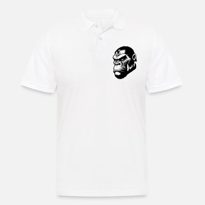 Gorilla Kopf - Männer Poloshirt - Weiß