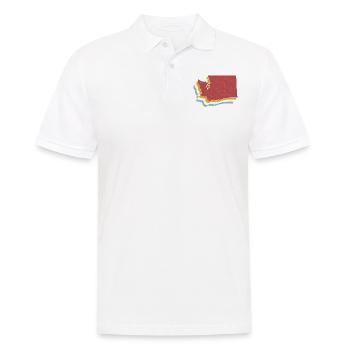 USA-Staat - Vintage Karte Washington - Männer Poloshirt - Weiß - Vorne - Kai (181cm)