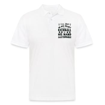 Jésus dans le cœur - Joueur de kickball - Polo Homme - blanc - Devant - Kai (181cm)
