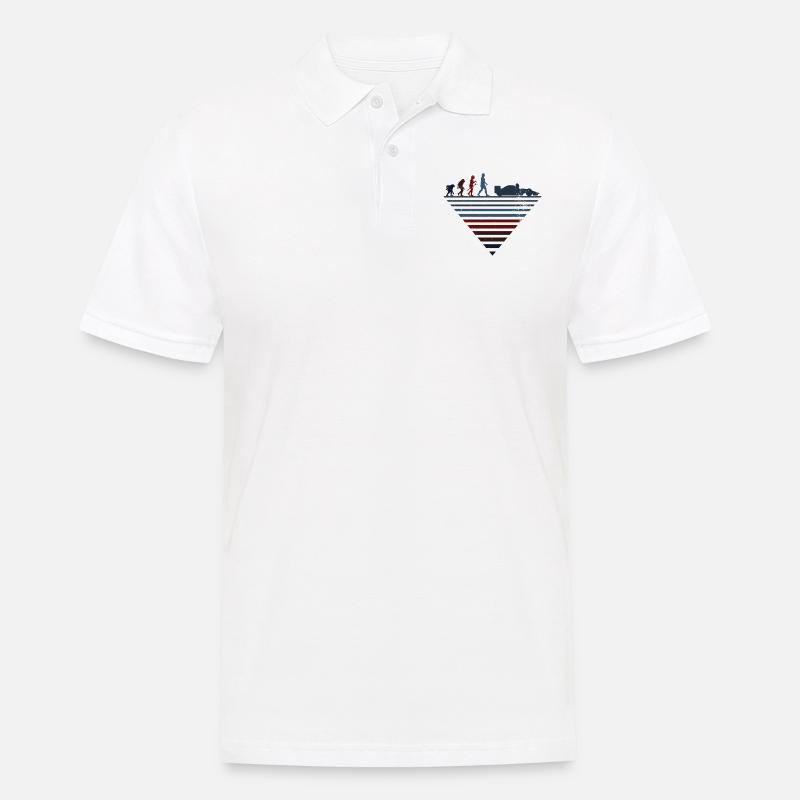 Menschliche Evolution - Oldtimer-Rennen - Männer Poloshirt - Weiß