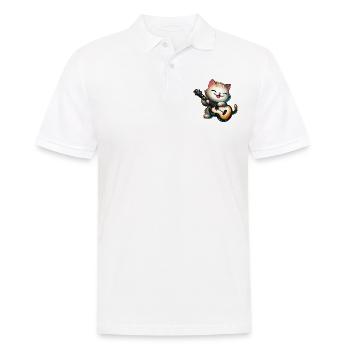 Cat with guitar - Men's Polo Shirt - white - Front - Kai (181cm)