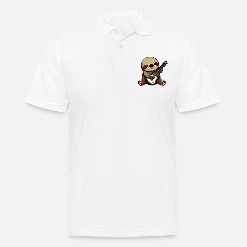 Faultier mit Gitarre - Männer Poloshirt - Weiß