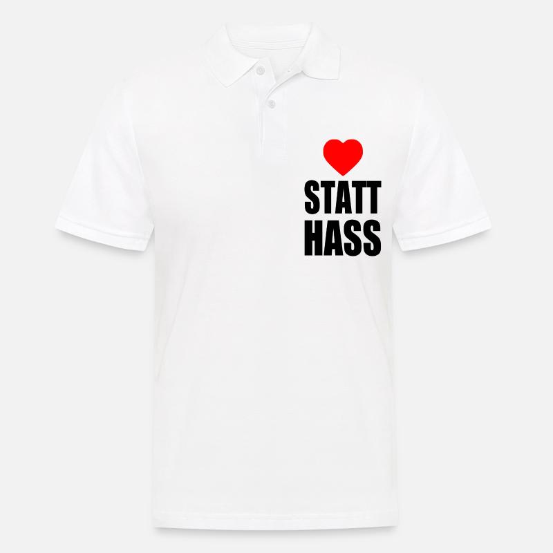 Herz statt hass - Männer Poloshirt - Weiß