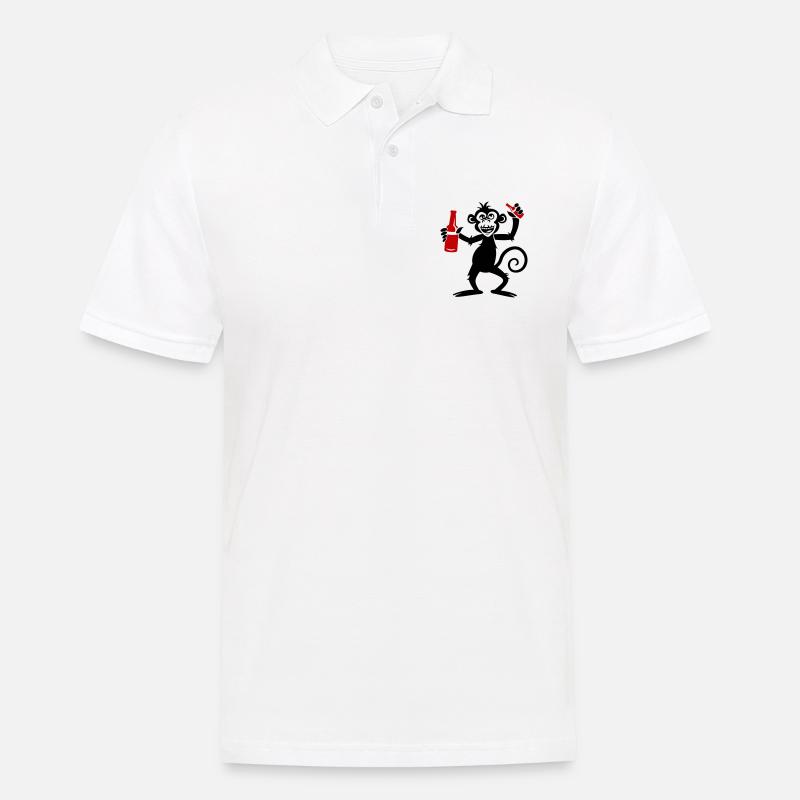 Affe Party Bier - Männer Poloshirt - Weiß
