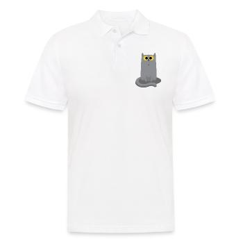 Chat gris assis - Polo Homme - blanc - Devant - Kai (181cm)