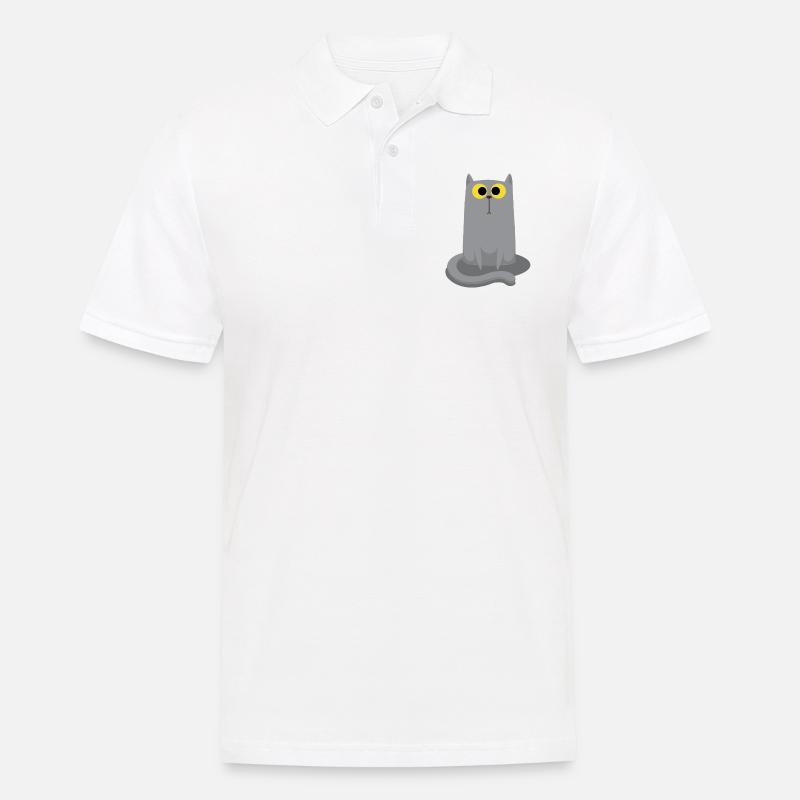 Graue Katze sitzen - Männer Poloshirt - Weiß