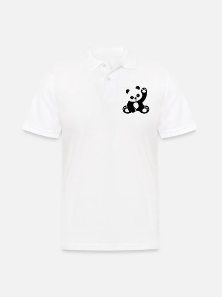 Cute sitting panda cartoon - Men's Polo Shirt - white