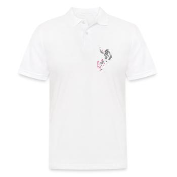 Retro microphone with music notes and clef. - Men's Polo Shirt - white - Front - Kai (181cm)