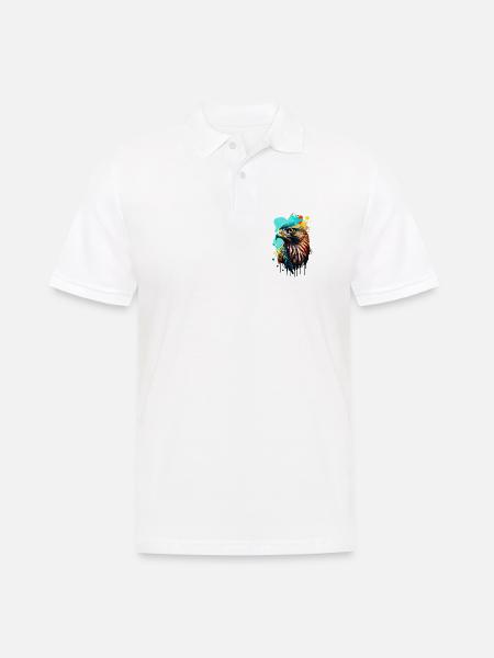 Falke Farbenfroh - Bunter Falke - Habicht Vogel - Männer Poloshirt - Weiß