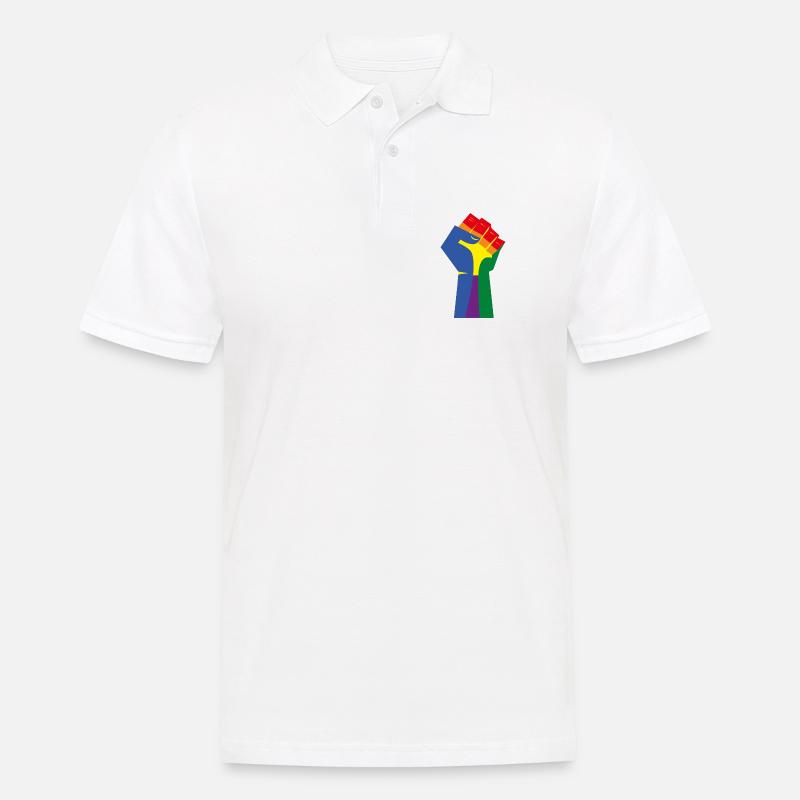 Die erhobene Faust (Regenbogenfarben) - Männer Poloshirt - Weiß