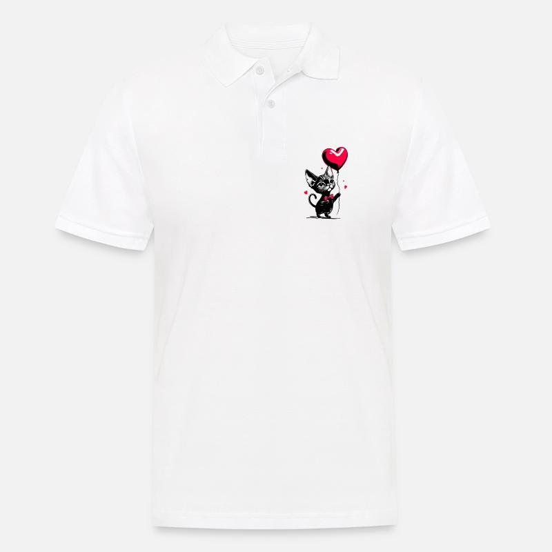 Katze Sphynx Herz Luftballon - Heartful Creatures - Männer Poloshirt - Weiß