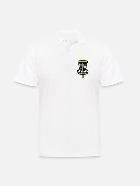 Discgolf Korb Ziel Logo - Männer Poloshirt - Weiß