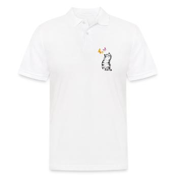 Chat aux papillons – Conception de croquis - Polo Homme - blanc - Devant - Kai (181cm)